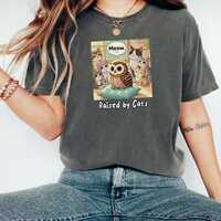 Funny Cute Baby Owl Shirt Raised by Cats, gift - Unisex T-Shirt, Comfort Colors Cat Lover, Owl Lover