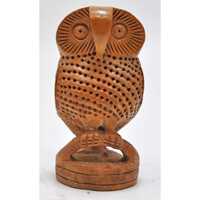 Vintage Wooden Owl Bird Figurine Original Old Very Fine Hand Carved