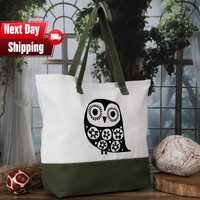 Cute Owl Canvas Tote Bag, Bird Lover Friend Tote Bag, Owl Lover Gift, Bird Lover Tote, Gift for Bird