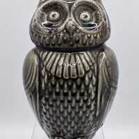 Vintage Style Owl Home Decor - Distressed Ceramic Owl Figurine – Grey and Brown Rustic Mod