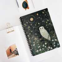 Snowdrop Owl Spiral Notebook &ndash; Witchy Ruled Journal