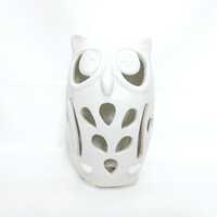 Vintage White Ceramic Owl Figurine: MCM Tabletop Decor