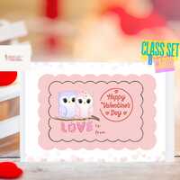 Printable Owl Valentine Cards, Cute Kids Valentines, DIY Classroom Valentines, Owl Themed Cards, Fun