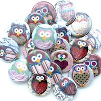 Cute Owl buttons.  set of TWENTY.  various backs and sizes.  great birthday party favor or gift