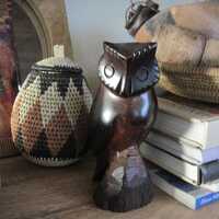 Vintage Carved Ironwood Owl Figurine