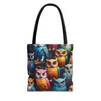 Owl Pattern Tote Bag | Colorful Owl Print Tote, Boho Animal Lover Bag, Spiritual Wisdom Aesthetic Gi