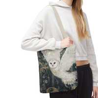 Grace the Snowy Owl Familiar All Over Print Aesthetic Cottagecore Enchanted Forest Whimsical Tote Ba