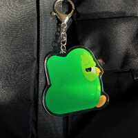 Duolingo owl keychain / cartoon clear acrylic keychains / funny meme gifts / cute owl keychain gifts
