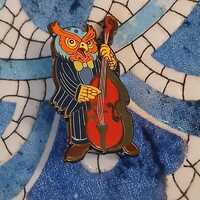 Upright - Owl with Bass - Hat Pin by Mr. Mizu