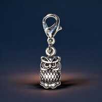 Owl Clip-On Charm for Bracelets, Keyrings or Bags, Silver Plated Lobster Clasp, Handmade, Gift for H