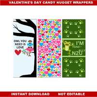 Valentines Candy Nugget Wrappers: Owl and Toad (Digital Download)