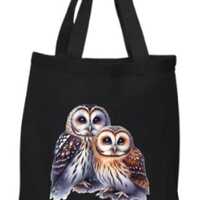 Owl Bird Black Cotton Tote Bag 36 CM X 40 CM Heavy Weight 8 OZ Durable & reusable