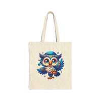 Cotton Canvas Tote Bag - Cute Owl Design, Owl Lover Gift, Animal Print Bag, Reusable Shopping Bag, N
