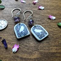 Handmade Porcelain Owl Dangle Earrings