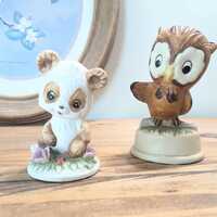 Vintage Bisque Animal Figurine: Kitsch Owl or Panda Collectible