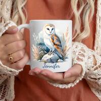 Custom Owl Mug, Personalized Barn Owl Mug, Custom Owl Lovers Gift, Birder Gift Mug, Unique Owl Gift,