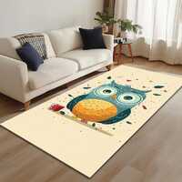 Owl pattern rug, Cute design rug, Aesthetic rug, Art deco rug, Boy room rug, Easy to care rug, Durab