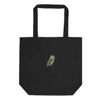 Barn Owl Embroidered Tote Bag: Eco-Friendly Organic Cotton Canvas