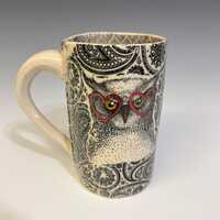 Large Ceramic Owl Mug Handmade