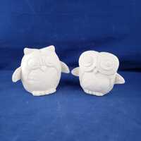 Ceramic Owls, Ceramic Bisque Owl figurines (set of 2), ready to paint, u paint ceramics, cute owl fi