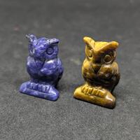 Crystal Owl Carved Decor Natural Tiger Eye Sodalite Gemstone Owls Small Figurine Energy Meditation S