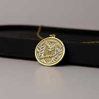 14K Gold Owl Pendant Necklace: Wisdom Symbol, Forest Spirit