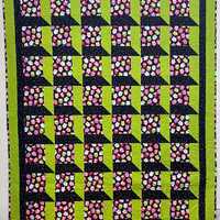 Homemade Owl Quilt: Black, Green, Polka Dot - Twin up to Full Size