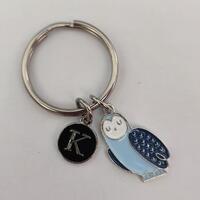Owl Keychain: Silver Tone Bird Keyring
