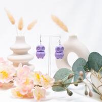 Violet Owl Hollow Clay Earrings - Jewelry for women