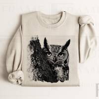 Vintage Winter Owl Sweatshirt, Retro 90s Forest Owl Lover, Nostalgic Wilderness Outfit, jungle Sweat