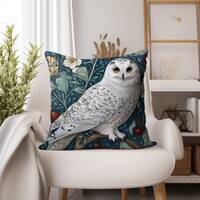 White Owl Throw Pillows, William Morris Inspired Pillows, Nature-Inspired Pillow Case, Throw Pillows