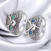 Sterling Silver Adjustable Owl Ring, Tarnish Resistant, Unique Animal Jewelry, Ideal Gift for Owl Lo