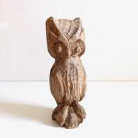 Carved Wood Owl Statue