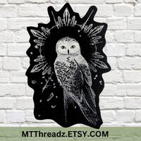 Winter Owl Patch Snowflake Owl Patch Majestic Snow Owl Iron On Embroidery Patch - Choose Size