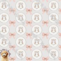 Seamless Nursery Background, Owl and Bow, Instant Digital Download, for papers, fabrics, POD and mor