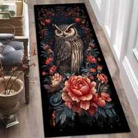 Owl Runner Rug: Gothic Floral Pattern, Modern Home Decor