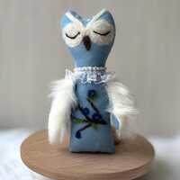Owl textile doll, Handmade doll, Owl stuffed toy, Owl decorative doll, Cloth toy