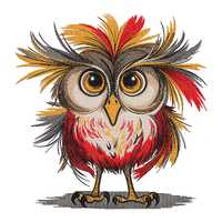 Colorful Owl Embroidery Design: Rainbow Bird Machine Embroidery Pattern