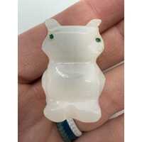 Vintage Small Carved Stone White Owl Figurine Fall Decor 1 1/2 Inch