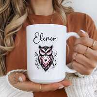 Personalized Owl Mug-Valentine's Day Gift for Her-Gothic Owl Coffee Mug-Gift For Mom Owl Mug-Gif