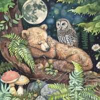Bear and Owl Nursery Art PNG Printable Cute Forest Animals Print Hi-resolution 4100 Pixels Woodland 