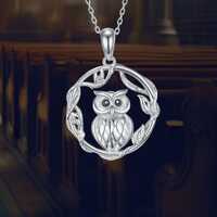 Owl Necklace 925 Sterling Silver Owl Bird Necklace Jewelry for Women
