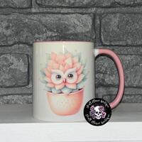 Owl mug, Cute owl mug, owl lover, owl gift, owl plant, cute owl plant mug,  plant lover