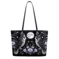 Celestial Owl Moon Tote Bag Printed Design Tote Bag Vegan Faux Leather Shoulder Bag Large PU Leather