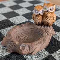 Vintage MCM Pair of Owls in a Nest Ashtray