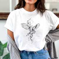 Artistic Owl Graphic T-Shirt for Nature Lovers Retro Owl Shirt Gift Idea Owl Lover Shirt Vintage Bir