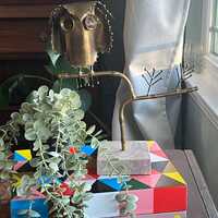 Brutalist Metal Owl Statue, Curtis Jeré style/lookalike, unsigned, maker unknown