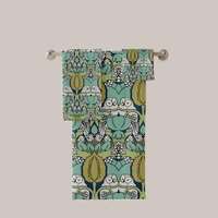 Voysey Owl Bathroom Decor | Blue Green Bath Towels | Arts & Crafts Bath Set | Art Nouveau Shower