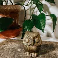 Vintage Brass Mini Owl Figurine | Paper Weight