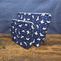 MTO Nighttime Snowy Owls Project Bag - 1-2 Skein or 5-7 Skein Project Bag - Wedge Bag - Zipper - Han